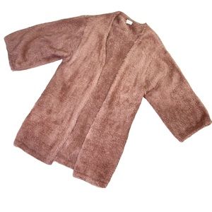 Prima Brown Faux Fur Shag Caridgan Flared Wide Long Sleeves size Medium